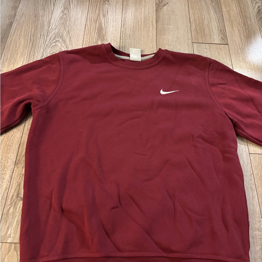 Nike Maroon Crewneck Sweatshirt with White Logo